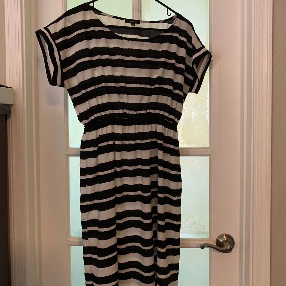 Blacks & white striped dress. Size Medium.